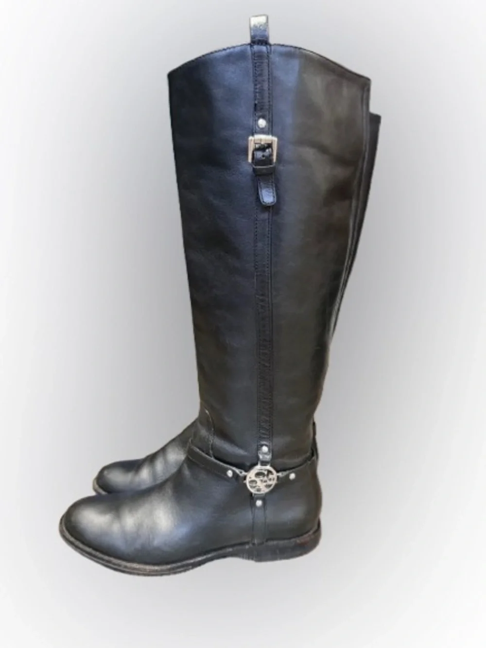 Coach Mulan Extended Calf Black Leather Knee-High Riding Boots Zip Women’s 6B